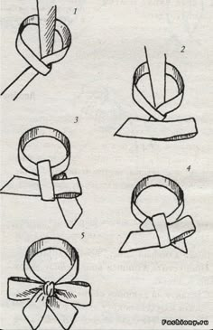 four different types of bows on top of each other, one with a ribbon and the other with a bow