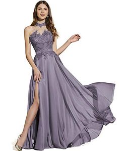 Lover Kiss Halter Lace Applique Prom Dresses 2021 Long Chiffon Formal Evening Party Gown with Slit for Women Lover Kiss Prom Dresses Long Lace, Gown For Women, Evening Party Gowns, Party Gown, Prom Outfits, Applique Dress, Prom Dresses Lace, Evening Gowns Formal