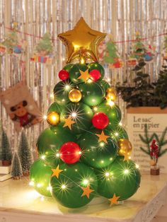 34pcs Christmas Tree Decoration Set Including Balloons To Create Festive Atmosphere | SHEIN USA Balloon Decorations Christmas, Balloon Christmas Tree, Diy Christmas Treats, Party Balloons Diy, Deco Ballon, Christmas Gift Tags Diy, Christmas Stage