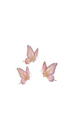 three pink butterflies flying in the air