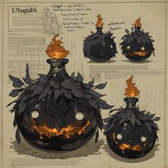 an image of a black vase with flames in it's top and bottom part