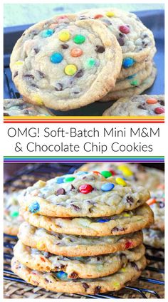 cookies with m & m's and chocolate chip cookies on the top, and bottom