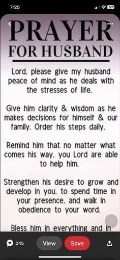 the prayer for husband is shown in this screenshot from an iphone screen graber