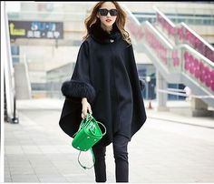 Great shopping ideas for Double Sided 100 Wool Cape Coat Real Fox Fur Collar Poncho For Party Black, Women's Scarves Wraps Wool Cape One Size For Winter, One Size Wool Winter Cape, One-size Wool Winter Cape, Winter Poncho With Cape Sleeves, Elegant Winter Cape Poncho, Chic Winter Shawl Cape, Wool Winter Cape, Elegant Winter Shawl Cape, Chic Long Sleeve Winter Capelet