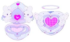 two paper dolls with hearts and angel wings