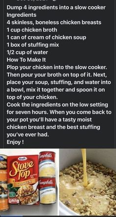 the instructions for how to make an easy slow cooker recipe with ingredients in it