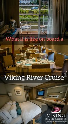 two pictures with the words viking river cruise and what it is like on board