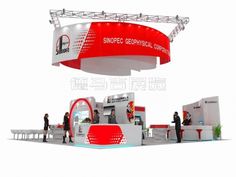 an exhibition stand with people standing around it and the words simpoecc electrical