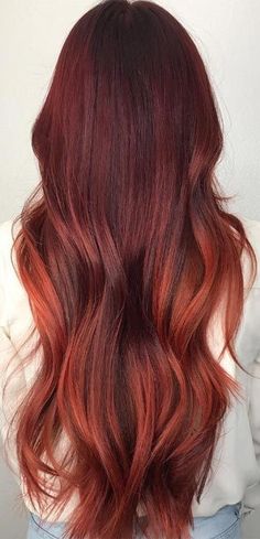 Cool Red Balayage, Copper And Red Balayage, Fall Auburn Hair Balayage, Deep Copper Hair Color, Auburn Hair Dye, Auburn Hair Color, Dyed Tips, Hair Dye Tips, Auburn Color