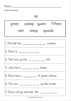 worksheet for reading the words in english