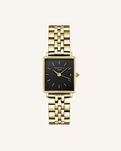 Order the The Boxy XS Black Gold Stainless Steel Watch at Rosefield today ✓ Free shipping from $60 ✓ Worldwide delivery ✓ 60 days return right Timeless Square Watches For Everyday, Square Metal Dial Watches For Everyday, Square Metal Dial Watch For Everyday, Square Watch With Metal Dial For Everyday, Minimalist Everyday Rectangular Watches, Minimalist Rectangular Everyday Watches, Timeless Rectangular Everyday Watch, Luxury Square Everyday Watch, Classic Square Face Watch With Metal Dial