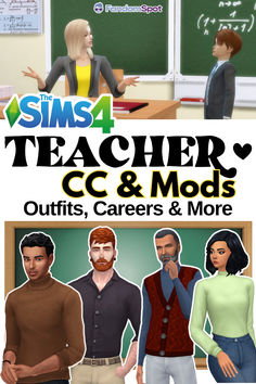 the sims 4 teacher cc and mods outfits, career & more