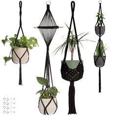 PRICES MAY VARY. Exquisite Designs - Our 4-Pack indoor hanging planters are created for their exquisite designs which are carefully curated by us. We meticulously curate diverse designs to ensure each piece complements various home styles with effortless versatility. Stunningly Beautiful, Complementing Set - Carefully selected, these boho plant hangers form a stunning set that effortlessly complements each other, eliminating worries of mismatched decor in your home. Fit Various Pot Sizes - Our 4 Mismatched Decor, Pothos Macrame Hanger, Hanging Planters Outdoor, Ceiling Plant Hanger Macrame, Vintage Plant Hanger, Hanging Macrame Planter From Ceiling, Plant Holders Indoor, Macrame Multiple Plant Hanger, Macrame Plant Hanger Multiple Plants