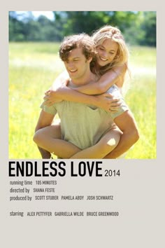 a couple hugging each other in the middle of a poster for an upcoming movie, endless love