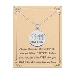 PRICES MAY VARY. PACKAGE Each Inspirational 11:11 Necklace comes in an elegant velvet pouch, and ready for gift giving. SAFE&MATERIAL&SIZE This 11:11 Make a Wish Necklace chain length 17inch (43cm)+ 1.97inch (5cm)extension. Made of Environmentally Stainless Steel, Safety and non-deformation. Make a Wish Necklace - 11:11 has a spiritual significance. Wherever you see it, you can rest assured. Throughout our journey in life. we are gifted with protection and guidance from angels and guides who hav Angel Number 11, 11 11 Make A Wish, Wish Necklace, Thankful Thursday, Number 11, Necklace Chain Lengths, Angel Number, Stronger Than You, Velvet Pouch