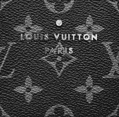 the louis vuitton paris logo is shown in white and black on a black background