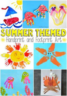 summer themed handprint and footprints art project