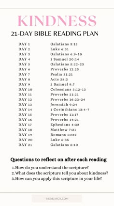 a printable bible reading plan for kids with the words, 21 day bible reading plan