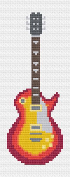 a cross stitch pattern with an electric guitar