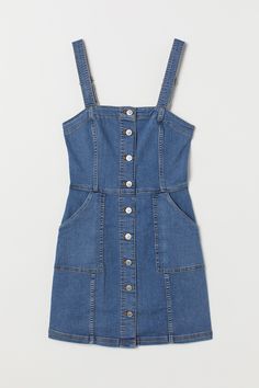 Denim Pinafore, Dungaree Dress, Denim Overall Dress, Bib Overalls, Button Dress, Overall Dress, Light Denim, Primavera Estate, Denim Blue