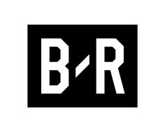 the b - r logo is shown in white on a black square button with an arrow