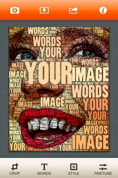 a woman's face with words all over it and the words in her mouth