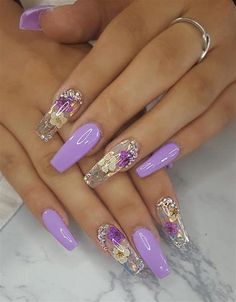 Ombre Nail Design, Purple Acrylic Nails, Cute Acrylic Nail Designs, Pretty Nail Art, Acrylic Nail Art, Coffin Nails Designs, Beautiful Nail Art, Nail Arts, Best Acrylic Nails