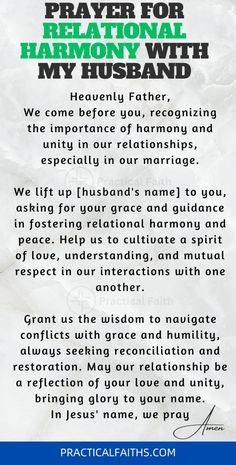 a prayer card with the words pray for salvation, harmony and my husband