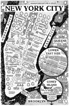 an old black and white map of new york city