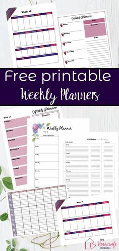 the free printable weekly planner is shown on top of a table with flowers and greenery