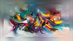 an abstract painting with multicolored lines