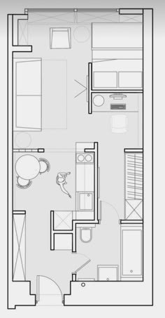 the floor plan for a studio apartment with one bedroom and an attached living room area