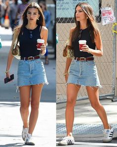 Celebrity Style Jeans, Celebrity Winter Style, Celebrity Summer Style, Celebrity Style Men, Looks Adidas, Skirt Outfit Summer, Celebrity Style Dresses, Jean Skirt Outfits, Rok Mini