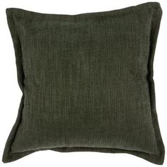 a dark green pillow on a white background