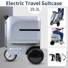 the electric travel suitcase is on wheels