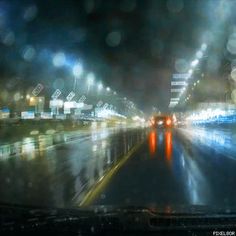 an image of a rainy night in the city