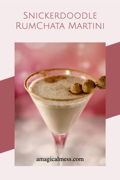 a drink with nuts in it sitting on top of a pink and white table cloth