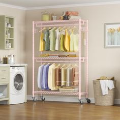 the laundry room is clean and ready to be used as a storage space for clothes