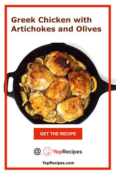 Greek-Style Chicken Thighs with Artichokes and Olives recipe Chicken With Artichokes And Olives, Chicken Lemon Artichoke Recipes, Chicken And Artichoke Hearts, Chicken Thigh Artichoke Recipes, Clean Food Crush Artichoke Chicken Piccata, Greek Style Chicken