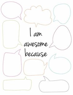 some speech bubbles with the words i am awesome because they are in different colors and shapes