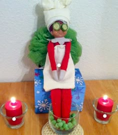 ELF SPA DAY - elf on the shelf creative ideas Funny Elfs, Elf Jokes, Elf On The Shelves, Awesome Elf On The Shelf Ideas, Elf Magic, Snowman Door, Xmas Elf, Elf Antics, Elf Fun