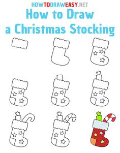 how to draw a christmas stocking step by step with pictures and instructions for kids