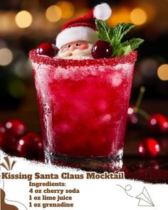 Flavored Sparkling Water, Cherry Flavor, Cranberry Juice, Sparkling Water, Mocktails, Lime Juice, Cranberry, Santa Claus, Juice