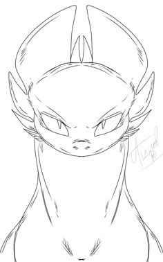 a drawing of the face of a dragon with big eyes and large horns on it's head