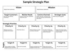 the sample strategy plan is shown in black and white