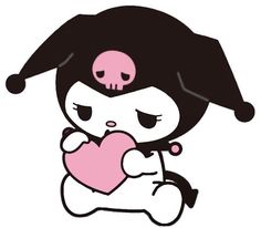 a cartoon character holding a heart in her hands with a skull on it's head