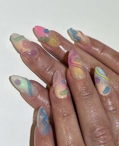 Nail Polish Ideas Easy, Art Deco Nails, Hippie Nails, Nail Design Inspiration, Really Cute Nails, Jelly Nails, Fire Nails, Dream Nails, Funky Nails