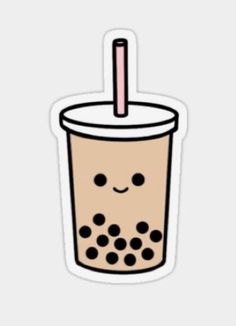 a drink with a straw sticking out of it's top and smiling face on the side