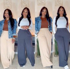 Athleisure look that’s comfortable and stylish. High waist wide leg joggers. Khaki Joggers Outfit Women Work, Khaki Joggers Outfit Women, How To Style Joggers For Women, Joggers Outfit Women Work, Wide Leg Joggers Outfit, Knit Pants Outfit, Joggers Outfit Women, Pant Outfits For Women, Wide Leg Joggers