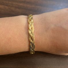 New Gold Plated Stainless Steel Braided Style Bangle Cuff Bracelet Diameter Approx. 2.36” Can Be Adjusted Diamond Pendant Necklace, Braid Styles, Diamond Pendant, Womens Jewelry Bracelets, Cuff Bracelet, Gold Plate, Braids, Bangles, Plating